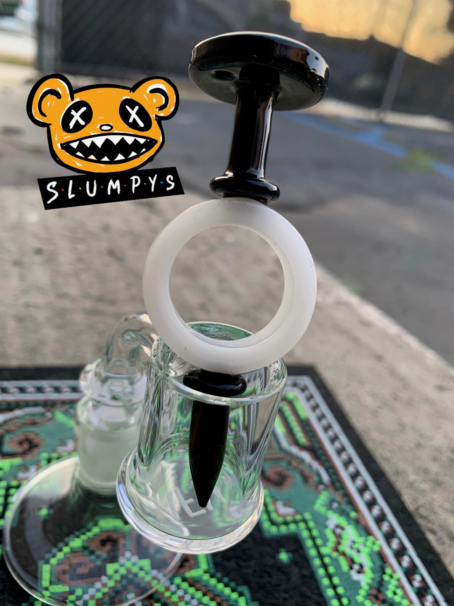 Glass Dabber/ Carb Cap Combo (Black/white)