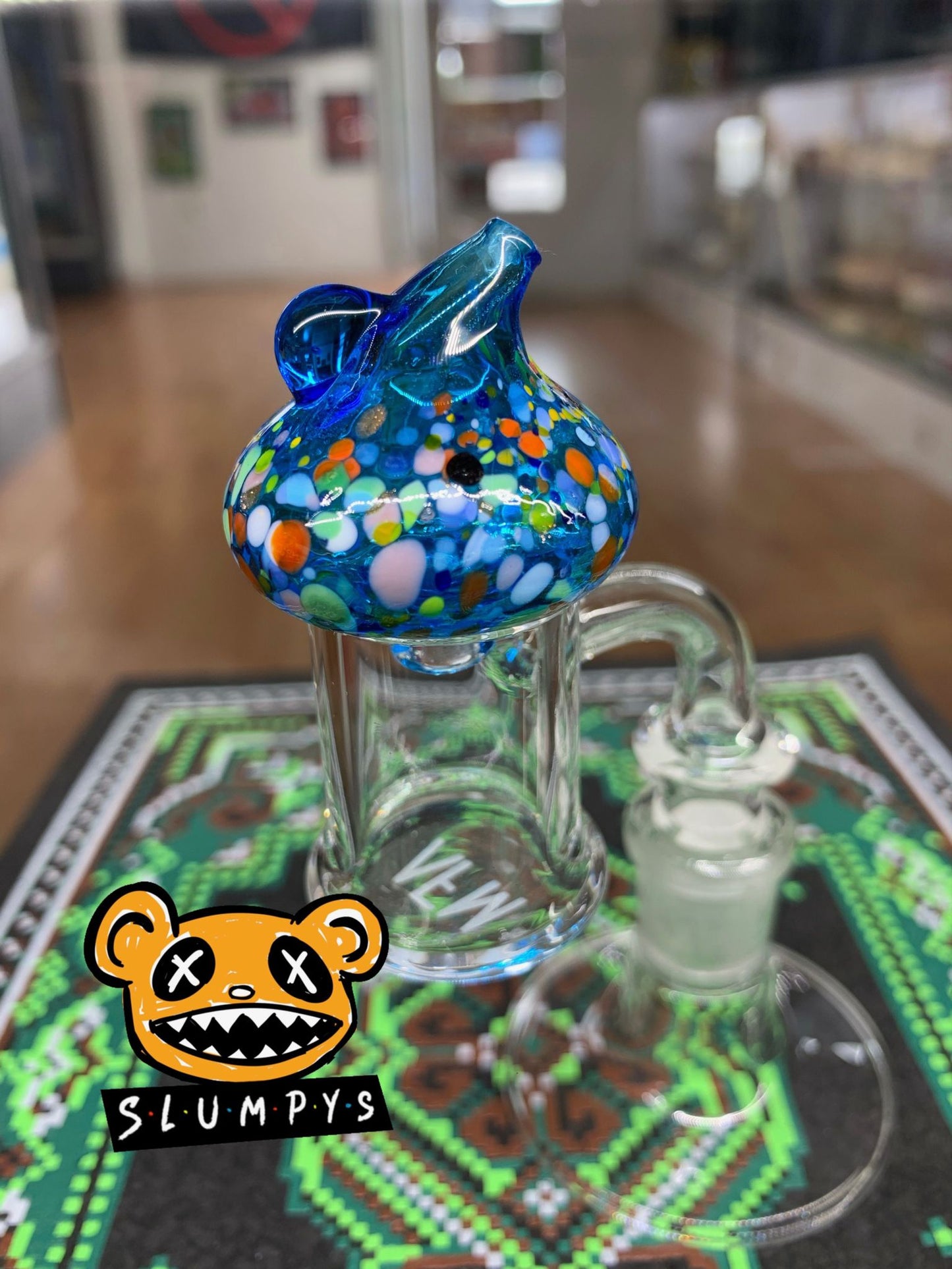 Blue Multi Colored Mushroom Top Directional Carb Cap