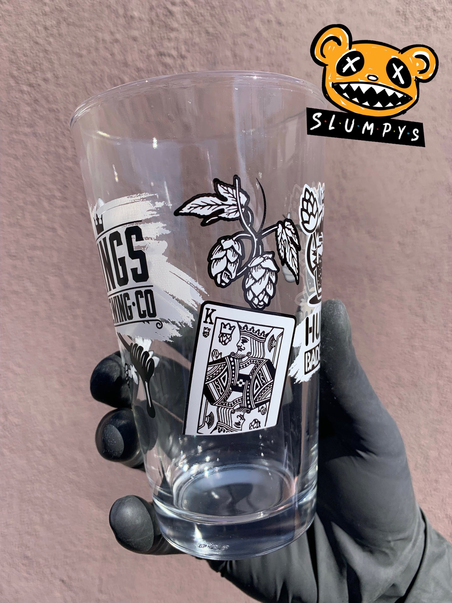 Huni Badger - Kings Brew 16oz Mixing Pint Glass